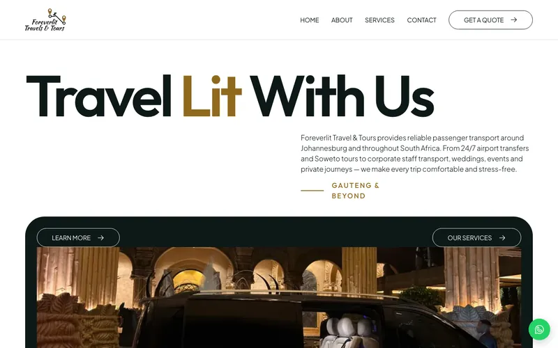The Foreverlit Travel & Tours website, built by Kovar Agency